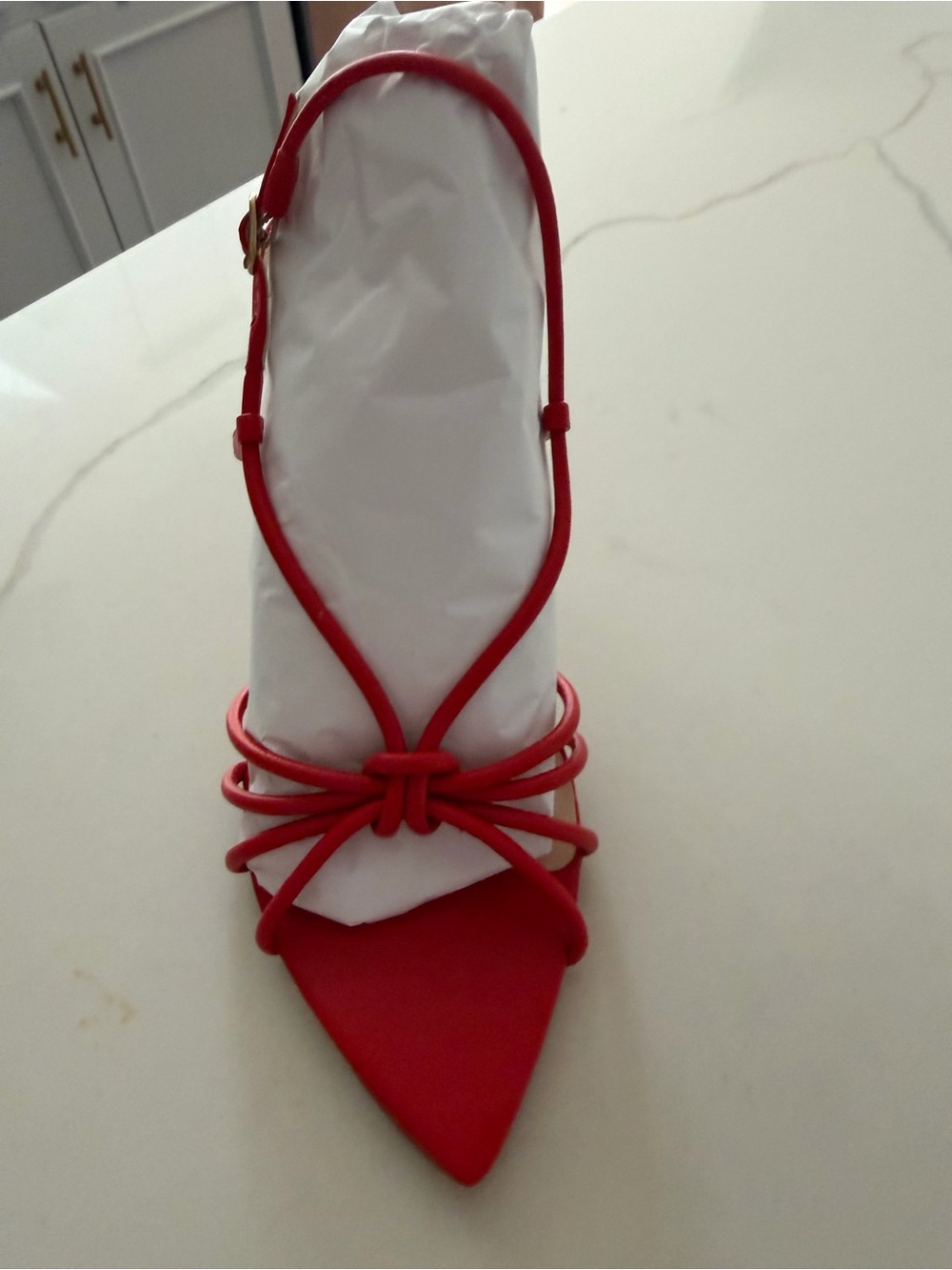 Maeve Red Strappy Pointed-Toe Slingback Heel
